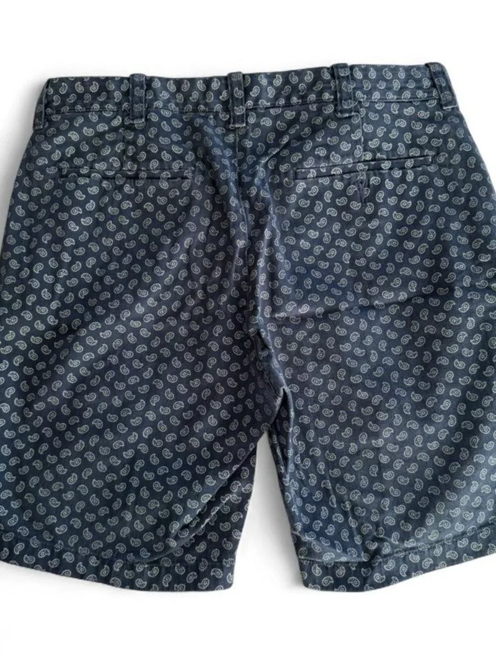J.Crew Men's Blue White Paisley Print Stretch Flat Front Chino Shorts Size 32 9